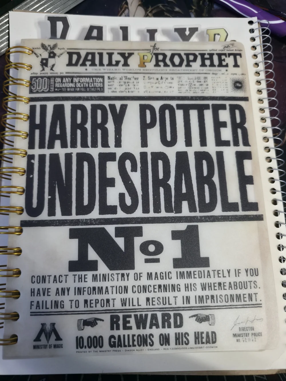Harry Potter Daily Prophet 'Undesirable No.1' Notebook